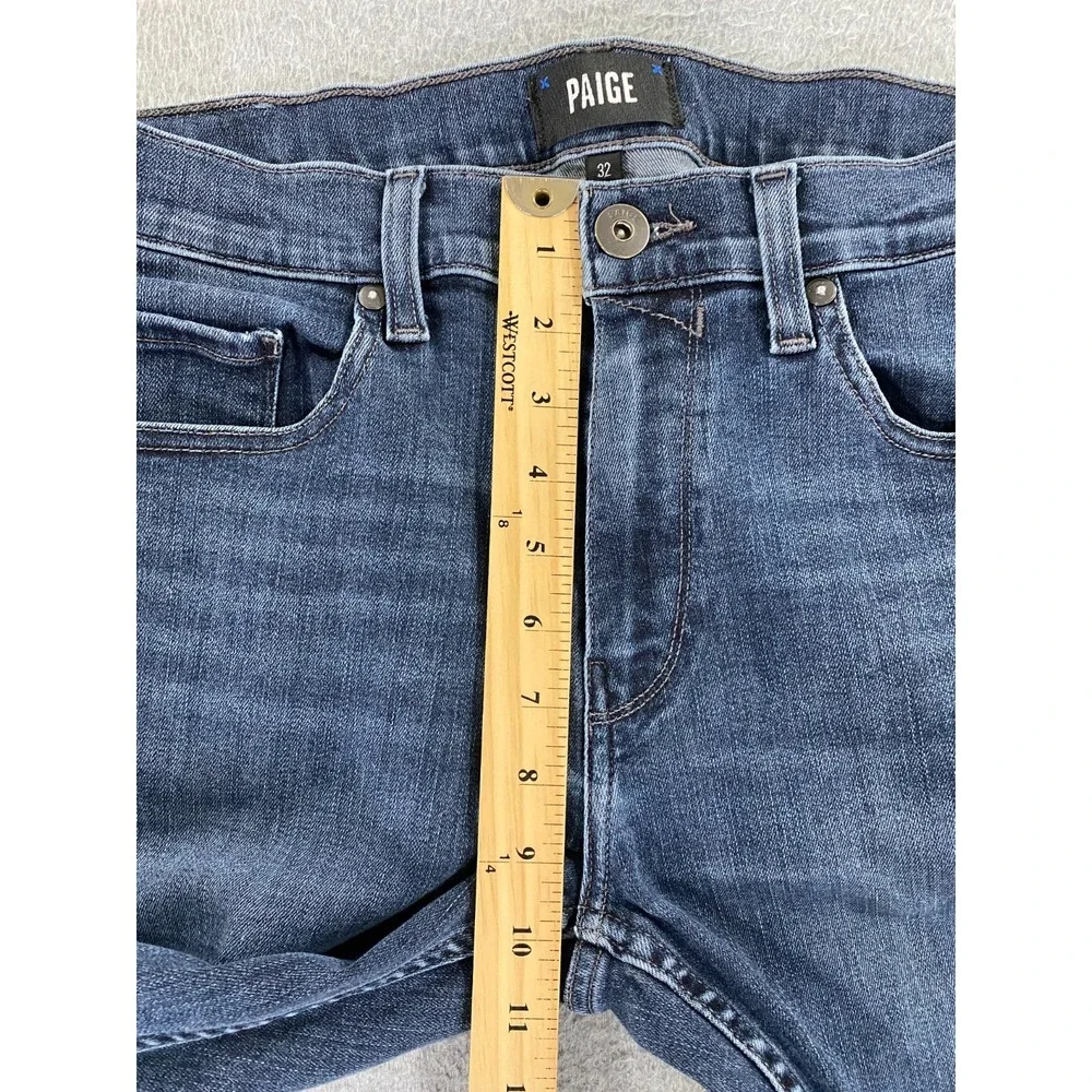 Paige Federal Jeans Mens 32x27 Blue Slim Straight Leg Denim Whiskered Stretch‎